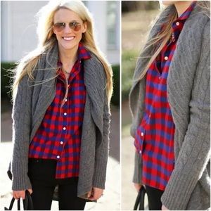 J. Crew Women’s blue and red plaid boy fit flannel